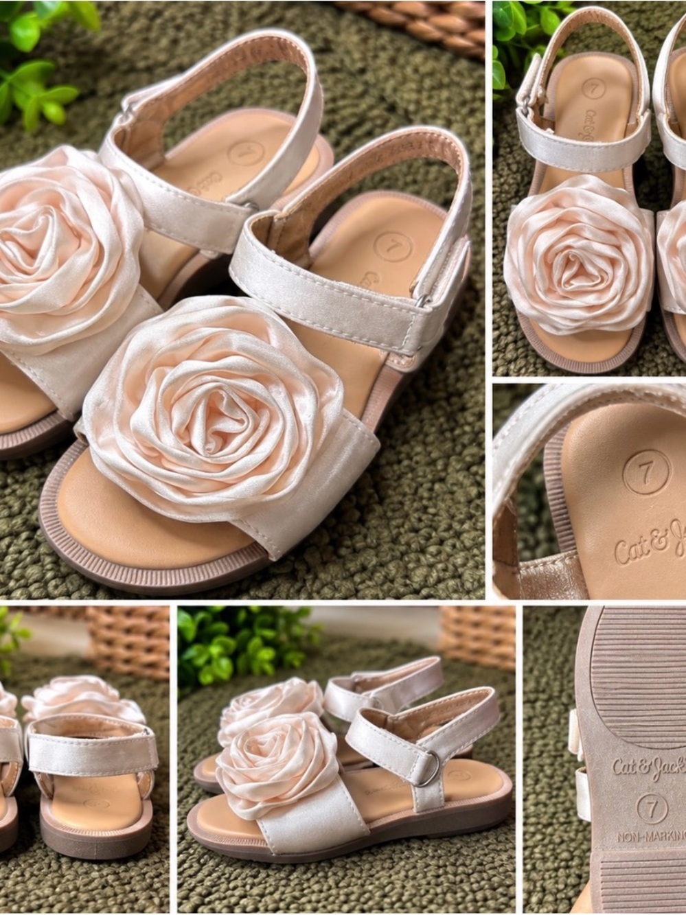 Cat & Jack Girls' Blush Rose Flower Sandals